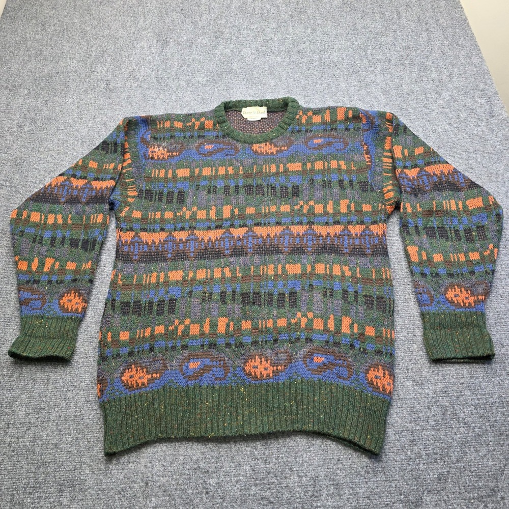 VTG Pierre Paul Mohair Wool Sweater Mens L Made in Italy Geometric Abstract Blue - Picture 2 of 9
